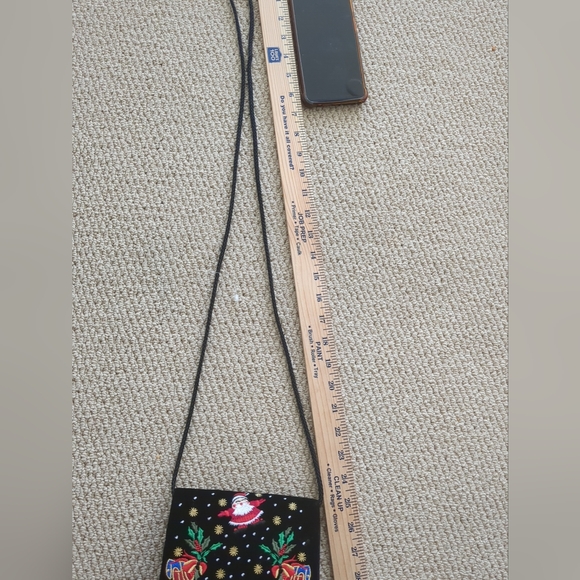 Vintage Christmas Santa Amanda Smith Velvet embroidered Crossbody Purse Bag - Picture 13 of 13